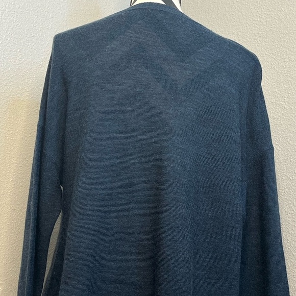 Eileen Fisher 100% Merino Wool Sz M Navy Blue Sweater - Picture 6 of 13